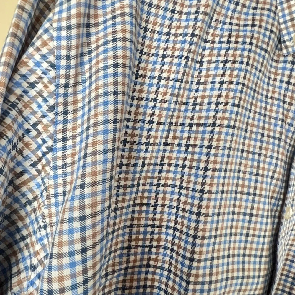 UNTUCKit‎ XXXL Wrinkle Free Button Down Shirt Blue Brown Plaid Cotton